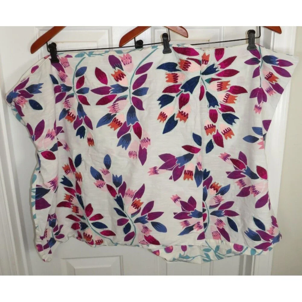 *Set of 2* Liberty for Anthropologie Embroidered Feather Bloom Euro Shams